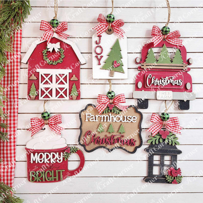 Country Christmas Ornaments - DIY holiday craft kits - Choice of 6