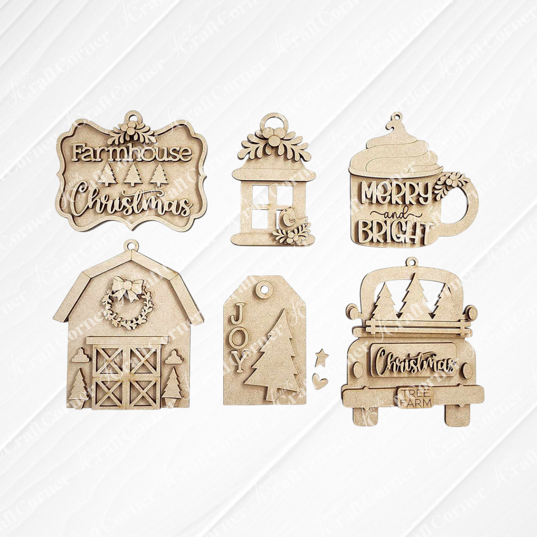 Country Christmas Ornaments - DIY holiday craft kits - Choice of 6