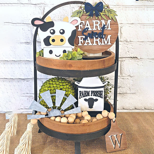 Cow Tiered Tray Set