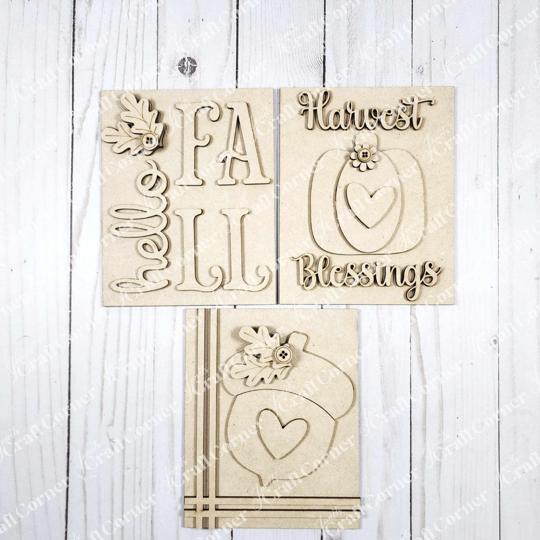 Fall Harvest Switchable Farmhouse Signs - DIY seasonal home decor craft kit - Choice of 3 - Set of 1