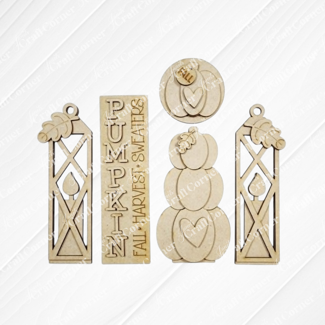 Pumpkins Interchangeable Porch Set - DIY home decor craft kit - 1 set of 5 pieces