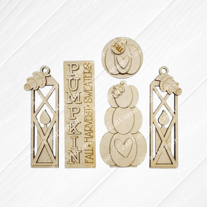 Pumpkins Interchangeable Porch Set - DIY home decor craft kit - 1 set of 5 pieces