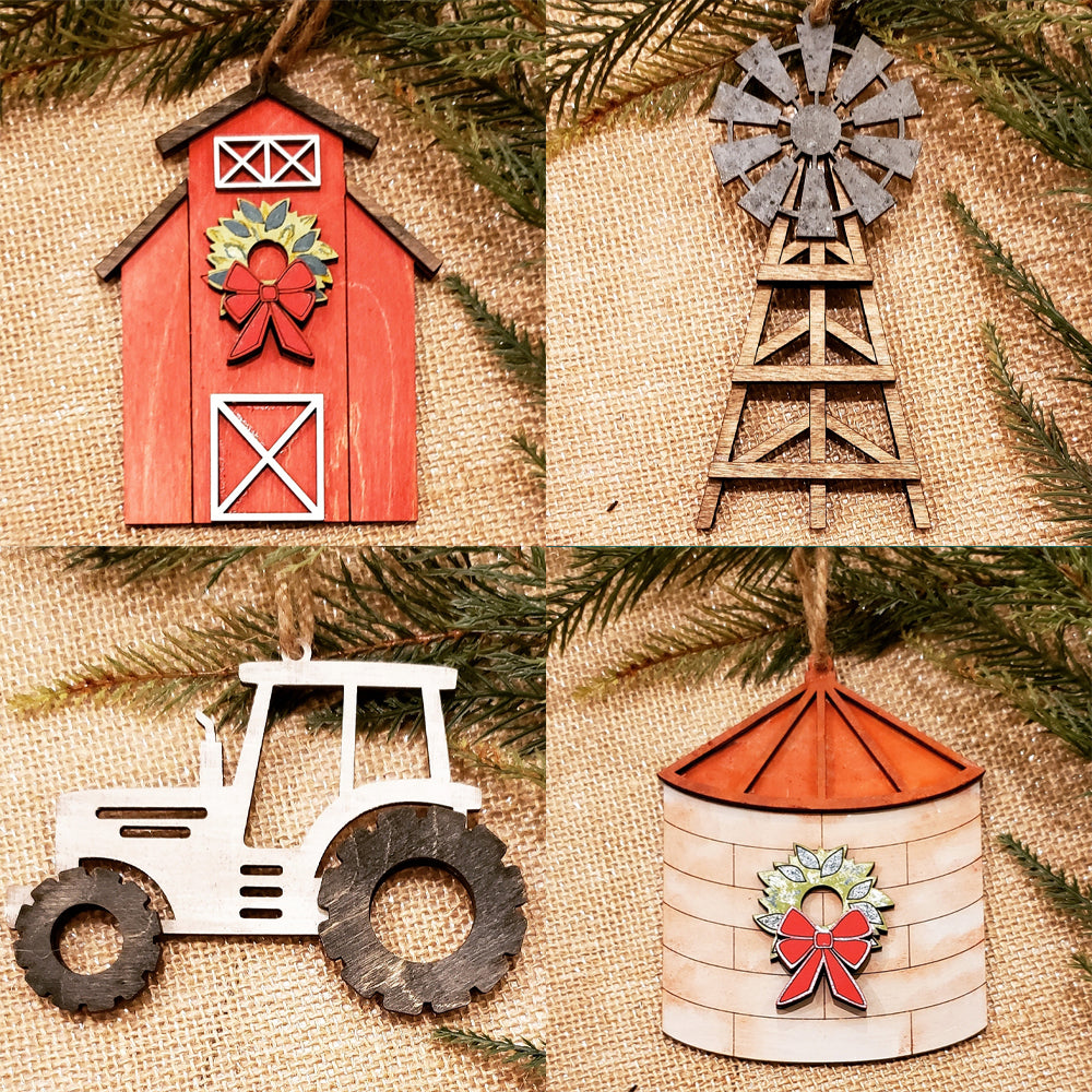 Farm Life Christmas Ornaments - Individual Painted