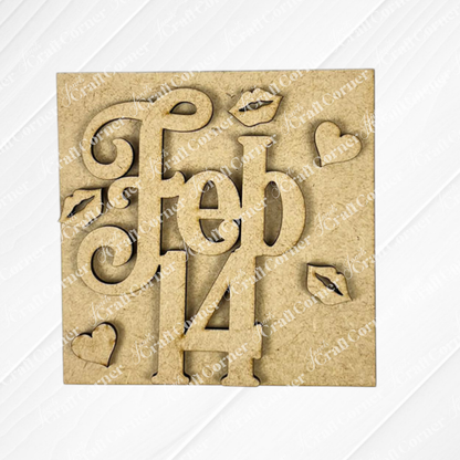 The Love Squares sign from Janet's Craft Corner features "Feb 14" with hearts and lips—ideal for DIY Valentine's Day decor or adding to your swappable square sign collection.