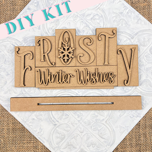 Frosty Mini Word Block Shelf Sitter | DIY Decor Kit