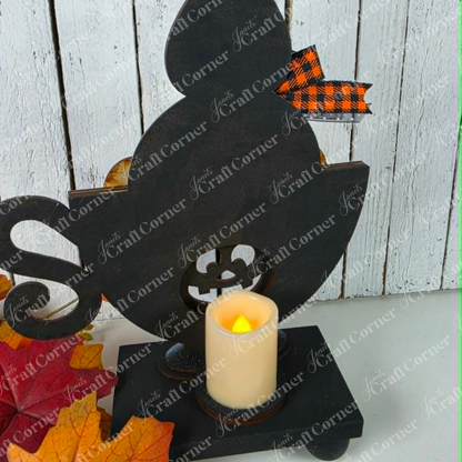 Ghost Tea Cup Votive Shelf Sitter - DIY home decor craft kit - set of 1