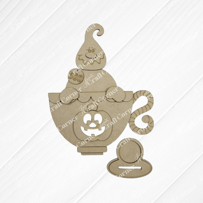 Ghost Tea Cup Votive Shelf Sitter - DIY home decor craft kit - set of 1