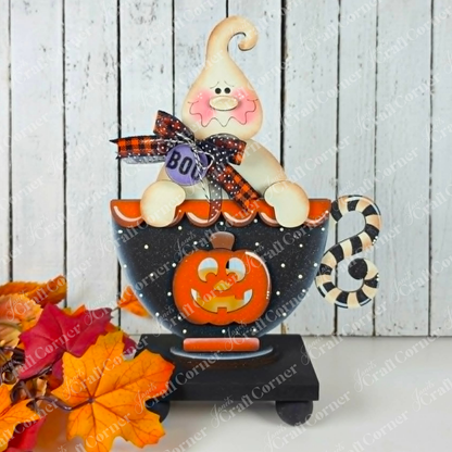 Ghost Tea Cup Votive Shelf Sitter - DIY home decor craft kit - set of 1
