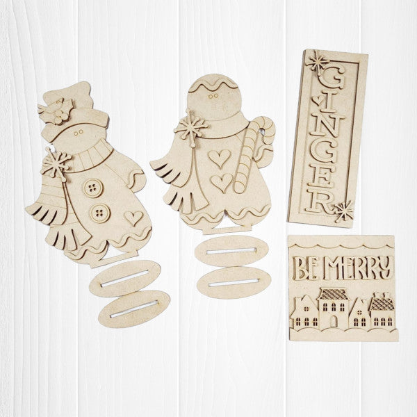 Add festive charm to your home with Janet's Craft Corner Gingerbread Mini Shelf Sitters DIY kit—a set of wooden figures and signs, perfect for seasonal décor or your next holiday crafting project. Set of 1.