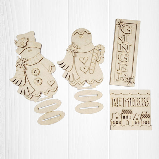 Add festive charm to your home with Janet's Craft Corner Gingerbread Mini Shelf Sitters DIY kit—a set of wooden figures and signs, perfect for seasonal décor or your next holiday crafting project. Set of 1.