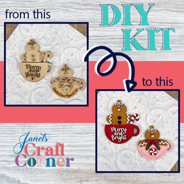 Gingerbread Teacup Ornaments | DIY Decoration Kits