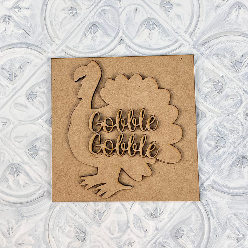 Gobble Gobble Turkey Thanksgiving Interchangeable Square DIY craft kit by Janet's Craft Corner