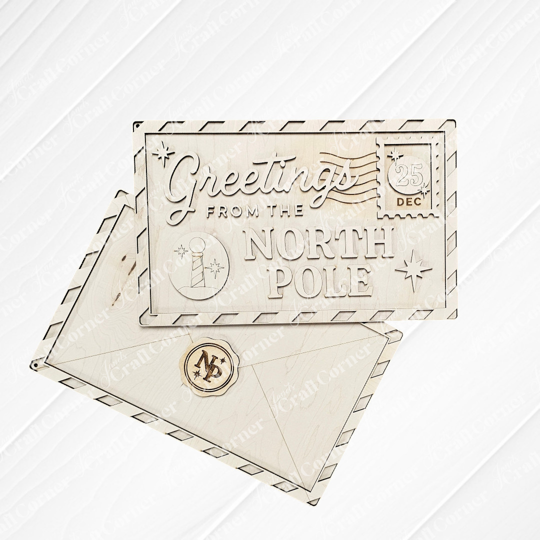 Greetings North Pole Door Hanger - DIY seasonal home decor craft kit - set of 1