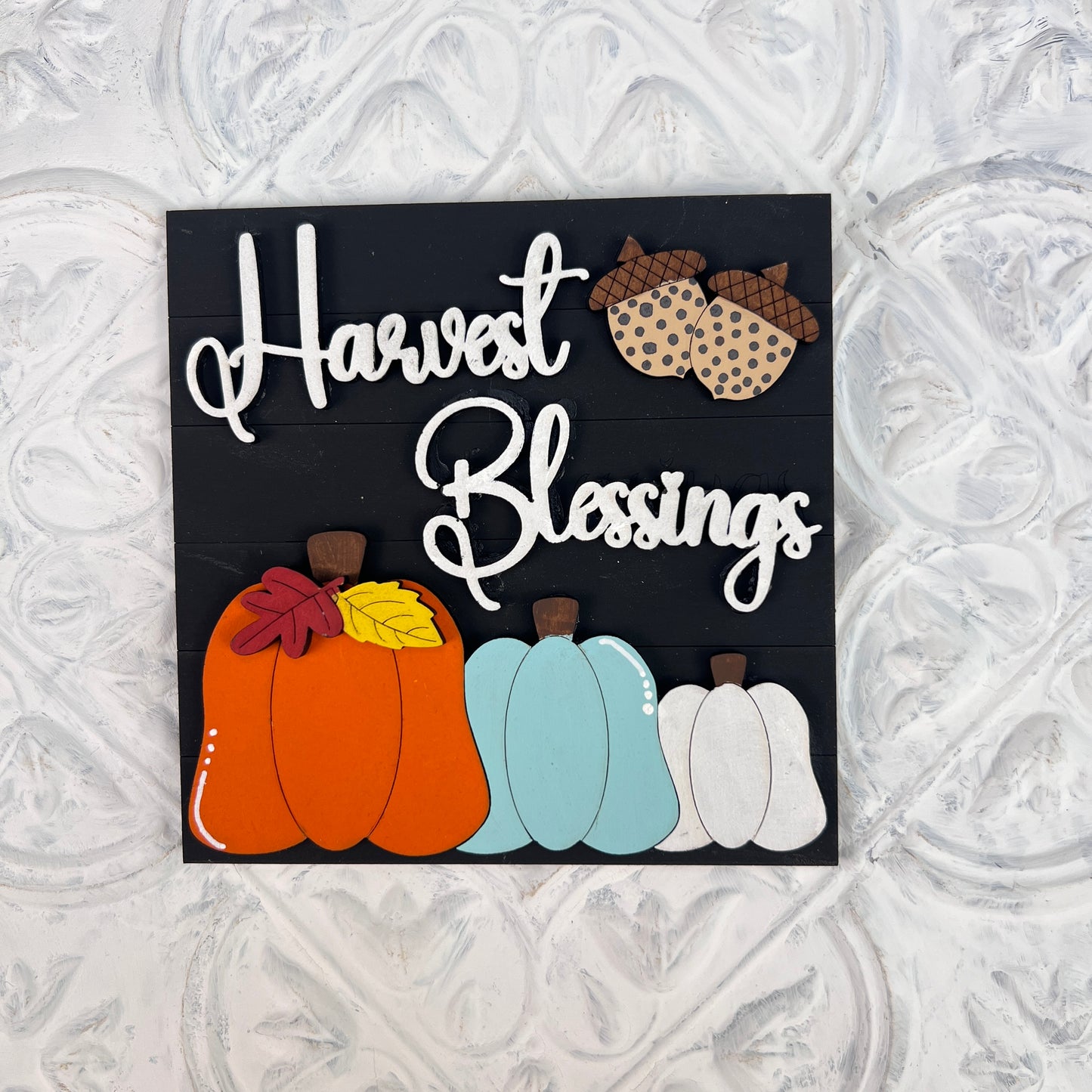 Harvest Blessings Thanksgiving Interchangeable Square painted sample by Janet's Craft Corner