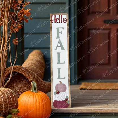Hello Fall Porch Leaner - DIY seasonal home decor craft kit - set of 1