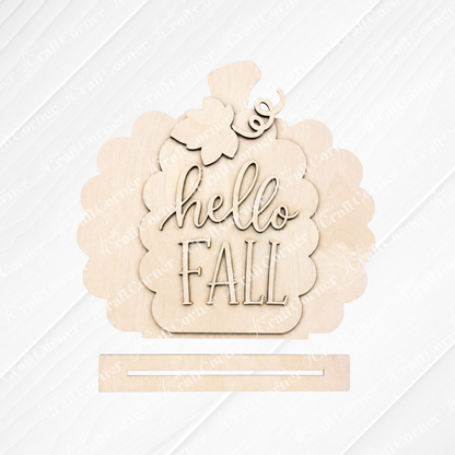 Hello Fall Pumpkin Shelf Sitter - DIY home decor craft kit - Set of 1