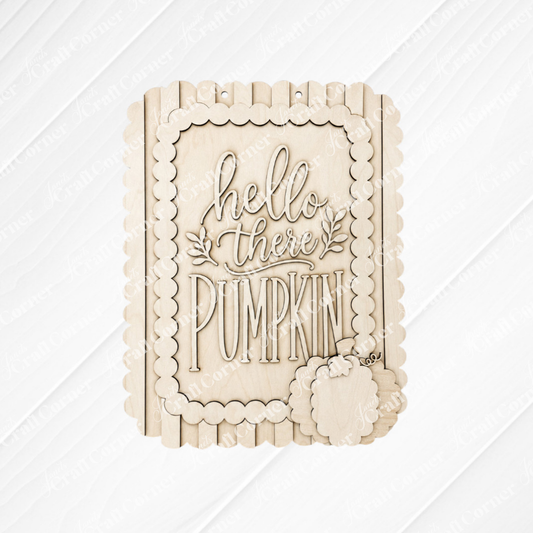 Add a charming touch to your fall home decor with the “Hey There Pumpkin Wall Hanger” from Janet’s Craft Corner. This DIY home decor craft kit features a wooden sign with scalloped edges, decorative “hey there PUMPKIN” lettering, and two small pumpkin shapes at the bottom right. The light wooden texture background makes it a perfect autumn accent for your space. Set includes one wall hanger.