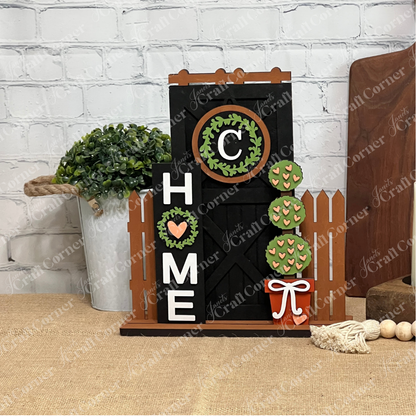Janet’s Craft Corner Farmhouse Porch Interchangeable Base is a DIY seasonal home decor craft kit. Personalize the set of 1 with accents for the "H," "O," and more—perfect wall art or porch display for farmhouse-style homes.