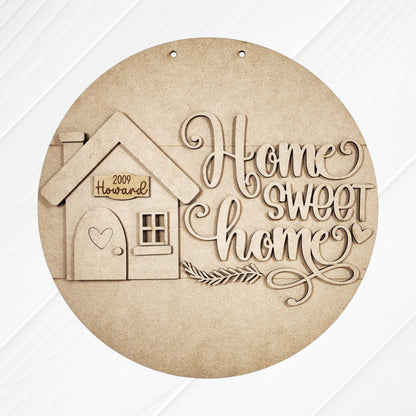 Home Sweet Home Round Door Hanger - DIY home decor craft kit - Set of 1