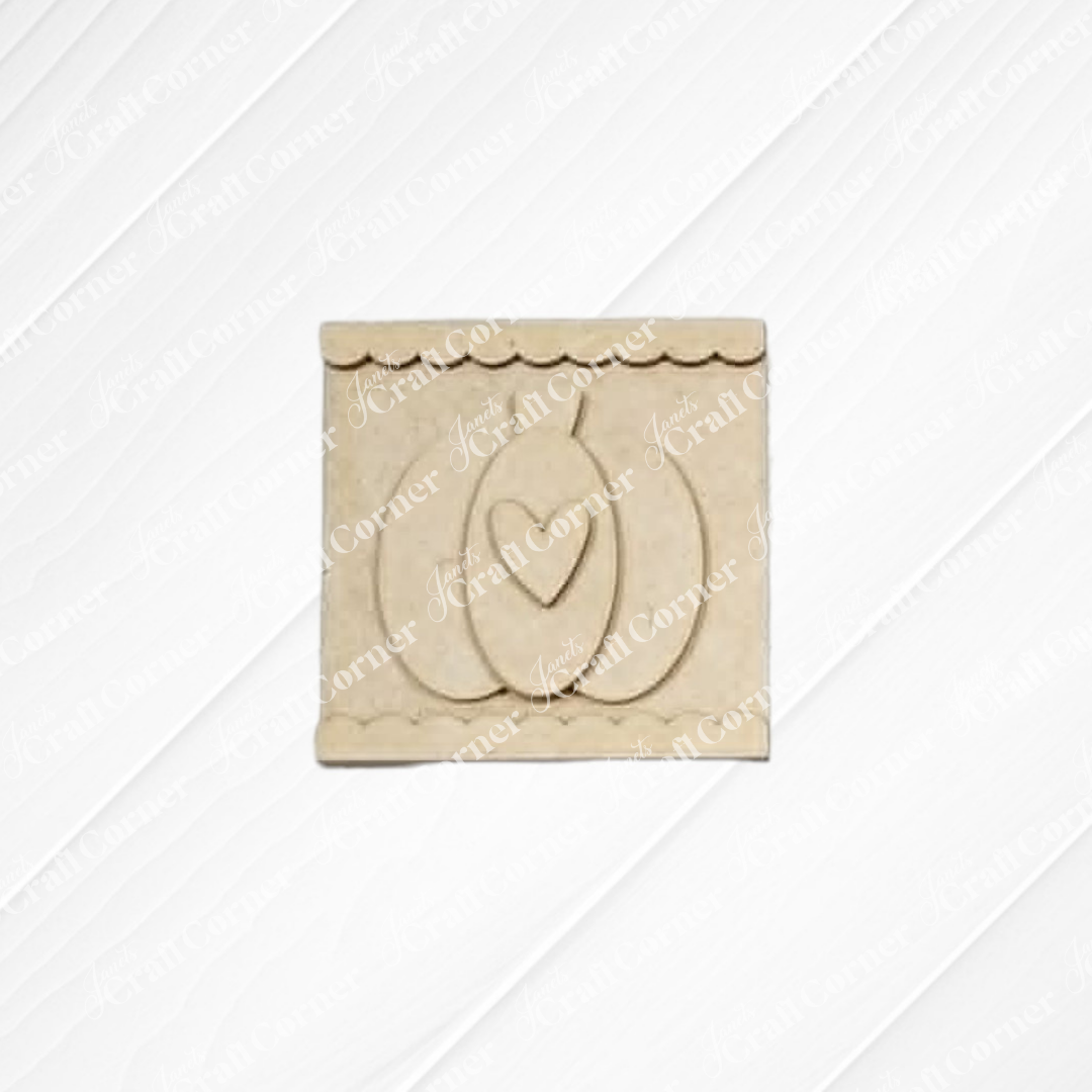Janet's Craft Corner unfinished wood pumpkin square cutout for DIY fall harvest home decor projects