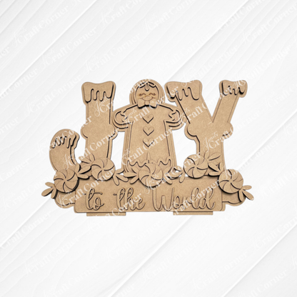 Joy Gingerbread Word Art Shelf Sitter - DIY home decor craft kit - set of 1