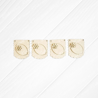 The Lemon Decor Set by Janet's Craft Corner features four vintage-style beige tags with scalloped edges and flower designs—ideal DIY farmhouse accents or home decor for your next craft project.