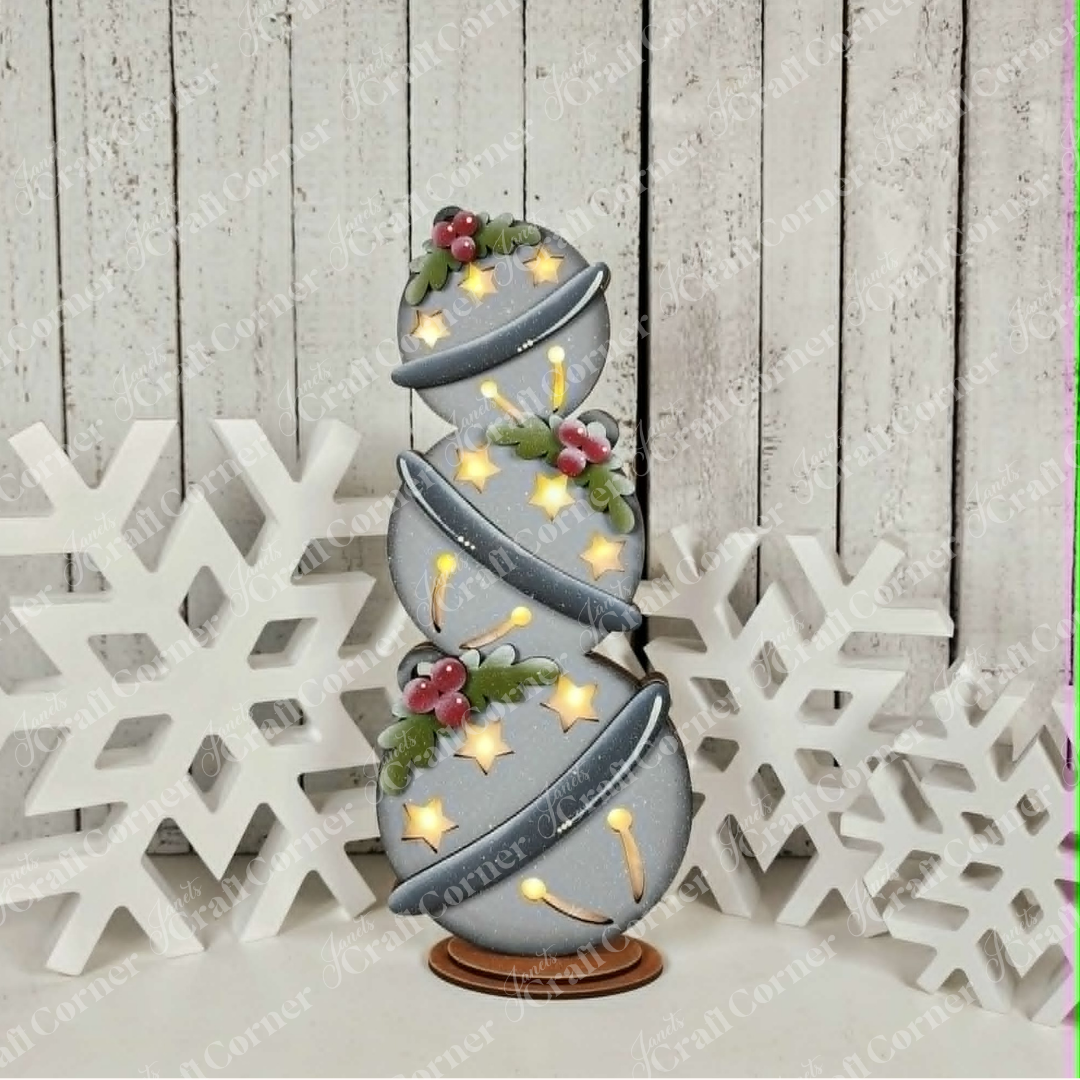 Lighted Jingle Bell Shelf Sitter - DIY seasonal home decor craft kit - set of 1