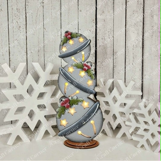 Lighted Jingle Bell Shelf Sitter - DIY seasonal home decor craft kit - set of 1