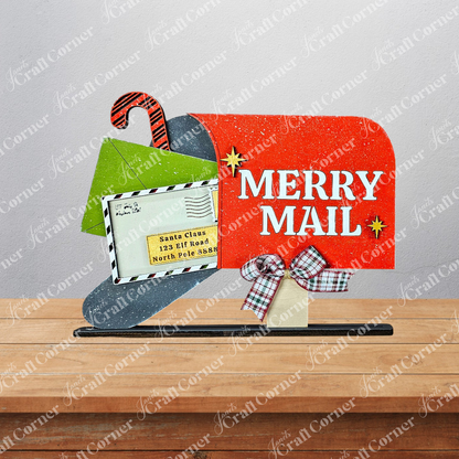 Merry Mail Shelf Sitter - DIY seasonal home decor craft kit - set of 1