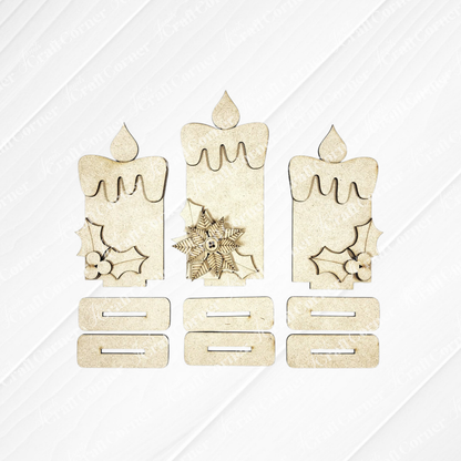 Mid-Century Candle Trio Shelf Sitters - DIY home decor craft kit - set of 1
