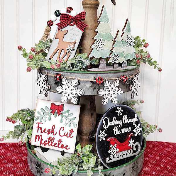 Mistletoe Tiered Tray DIY Decor Kit - Set of 5 pieces