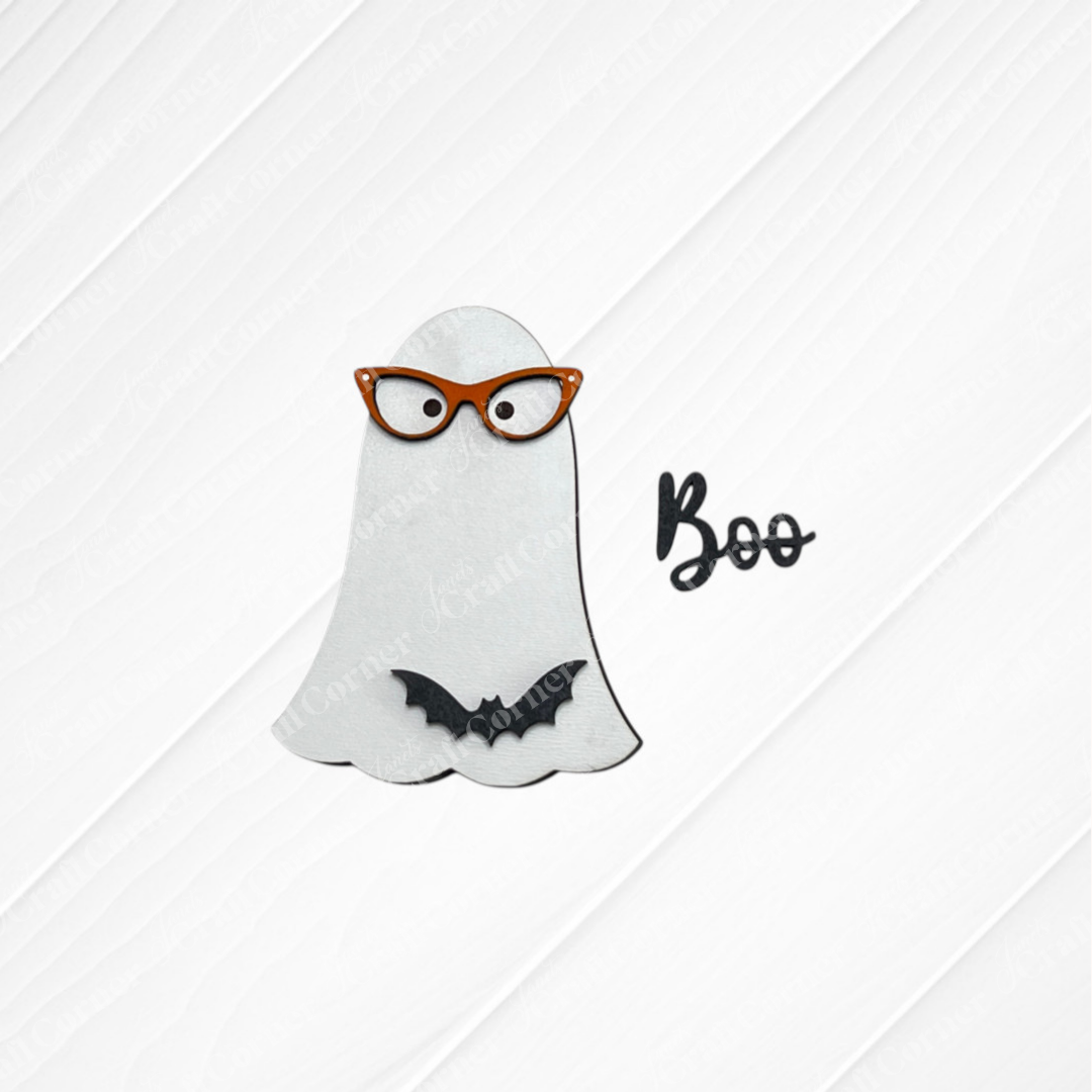 Nerdy Ghost Mini Shelf Sitter - DIY home decor craft kit - set of 1