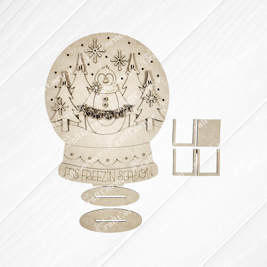 Penguin Snowglobe Shelf Sitter - DIY home decor craft kit - Set of 1