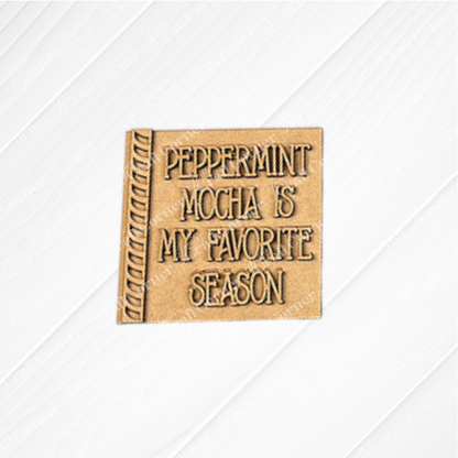 Peppermint Mocha Mini Shelf Sitters - DIY seasonal home decor craft kit - Set of 1