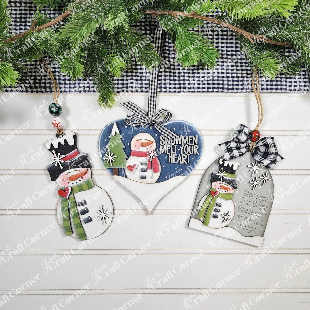 Snowman Ornaments - DIY holiday craft kit - Choice of 6