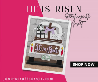 He is Risen Interchangeable Insert - DIY seasonal home decor craft kit - 1 set of 3 pieces