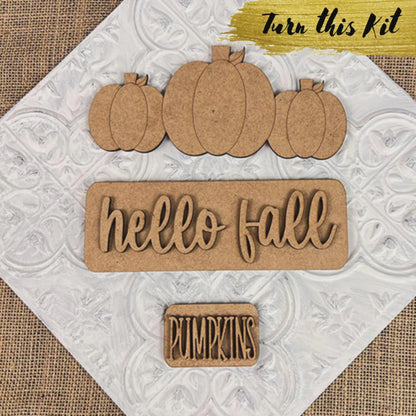 Hello Fall Interchangeable Insert - DIY home decor craft kit - 1 set of 3 pieces