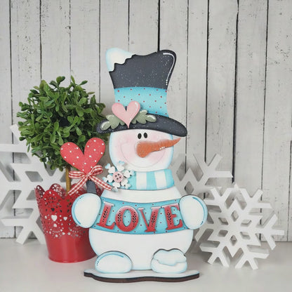 Love Snowman Shelf Sitter - DIY seasonal home decor craft kit - set of 1