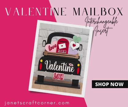 Valentine Mailbox Interchangeable Insert - DIY seasonal home decor craft kit - 1 set of 3 pieces