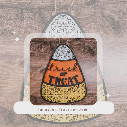 Ornate Candy Corn Door Hanger - DIY seasonal home decor craft kit - Set of 1