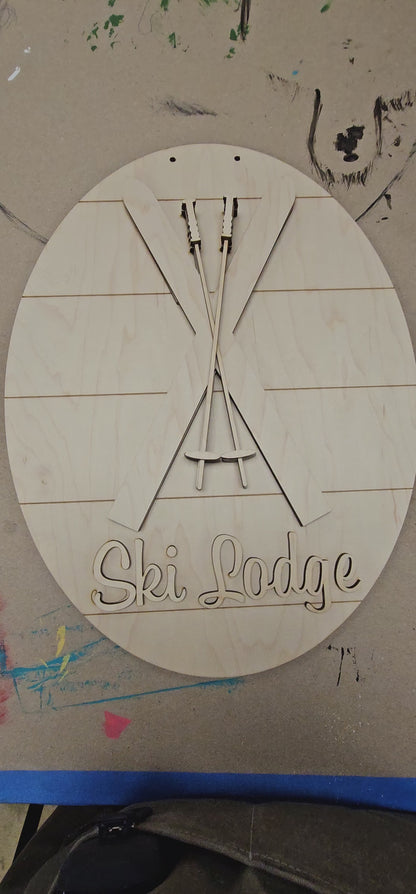 Ski Lodge Door Hanger - DIY craft kit - Set of 1