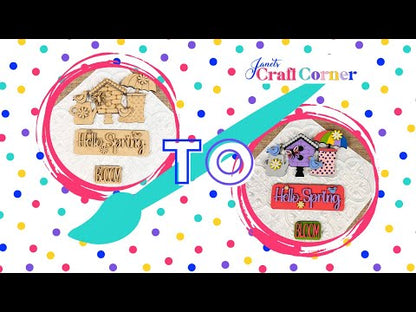 Hello Spring Interchangeable Insert - DIY seasonal home decor craft kit - 1 set of 3 pieces