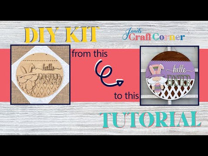 Hello Easter Gnome Wall Hanger - DIY seasonal home decor craft kit - Set of 1