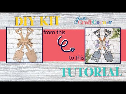 Shovel and Rake Door Hanger - DIY seasonal home decor craft kit - Set of 1