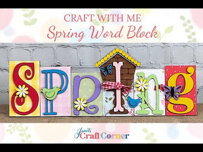Spring Word Block Shelf Sitter - DIY seasonal home decor craft kit - Set of 1
