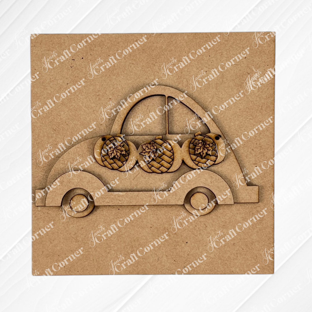 Janet's Craft Corner Pumpkin Spice Squares feature three circular sections on top, each filled with small pinecones. Made from brown cardboard, they're perfect for tiered tray decor.