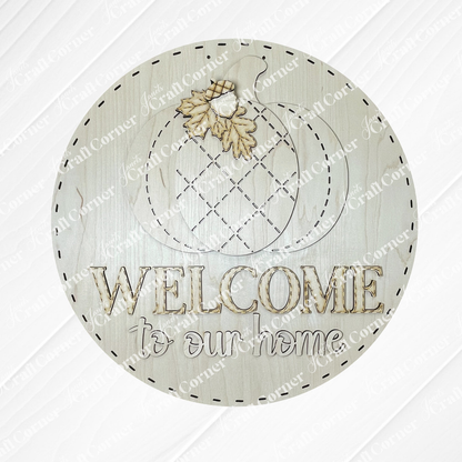 Pumpkin Welcome Door/Wall Hanger - DIY seasonal home decor craft kit - set of 1