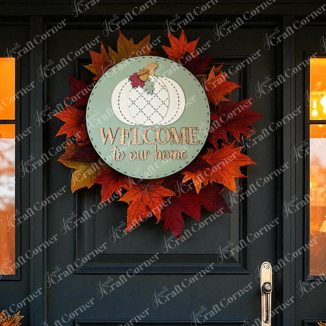 Pumpkin Welcome Door/Wall Hanger - DIY seasonal home decor craft kit - set of 1