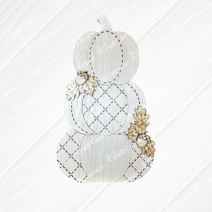 Quilted Pumpkin Stack Shelf Sitter - DIY seasonal home decor craft kit - set of 1