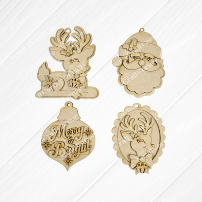 Retro Christmas Ornaments - DIY holiday craft kit - Choice of 4